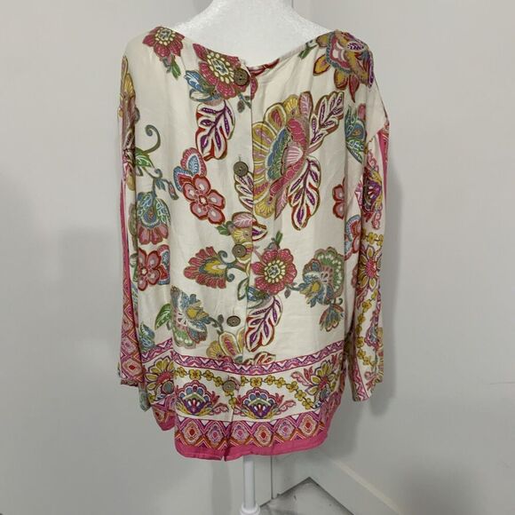 Rachel Zoe Floral Blouse Back Buttons Oversized Small - Picture 4 of 6